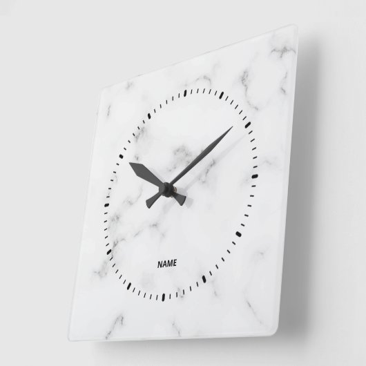 ラグジュアリーホワイトマーブルテクスチャ スクエア壁時計 (傾斜)