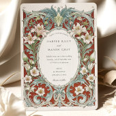 ラグジュアリーホワイトリリーアールヌーボー結婚ズ 招待状