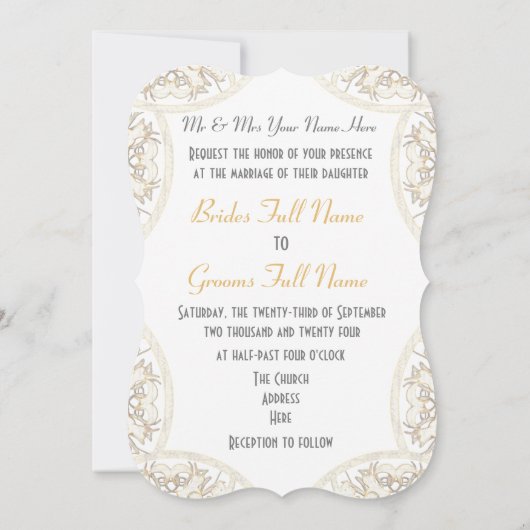 ラグジュアリーホワイトレース紙カットダマスク結婚式 招待状 (裏面)