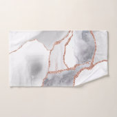 ラグジュアリーホワイトローズ金ゴールドアゲートゲードグリッター バスタオルセット (ハンドタオル)