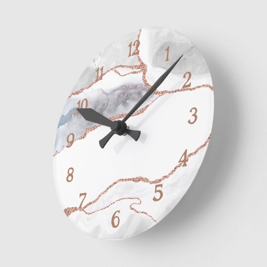 ラグジュアリーホワイトローズ金ゴールドグリッターゲート ラウンド壁時計 (傾斜)