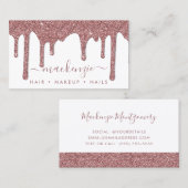 ラグジュアリーホワイトローズ金ゴールドスパークルグリッタードリップ 名刺 (正面/裏面)