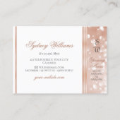 ラグジュアリーホワイトローズ金ゴールドスパークルグリッターモノグラム 名刺 (裏面)