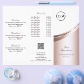 ラグジュアリーホワイトローズ金ゴールドデコールロゴQRコードトリフォールド チラシ (シングル)