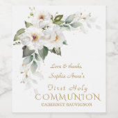 ラグジュアリーホワイトワイルドバラファーストホーリーコミュニオン ワインラベル (シングルラベル)