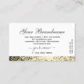 ラグジュアリーホワイト金ゴールドきらめくグリッターウィズダイヤモンド 名刺 (裏面)