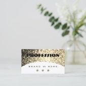 ラグジュアリーホワイト金ゴールドきらめくグリッターウィズダイヤモンド 名刺 (スタンド正面)