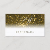 ラグジュアリーホワイト金ゴールドきらめくグリッタースターズモノグラム 名刺 (正面)
