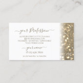 ラグジュアリーホワイト金ゴールドきらめくグリッターモノグラム 名刺 (裏面)