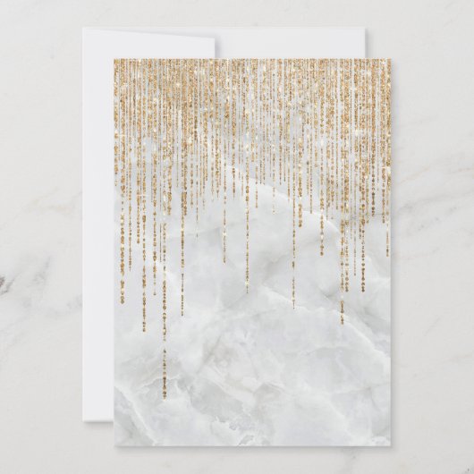 ラグジュアリーホワイト金ゴールドグリッターパールマーブルスウィート16 招待状 (裏面)