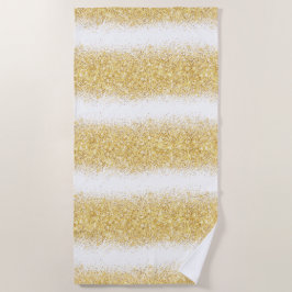 ラグジュアリーホワイト金ゴールドグリッター ビーチタオル