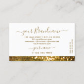 ラグジュアリーホワイト金ゴールドスパークルグリッタースタイリッシュシマリー 名刺 (裏面)