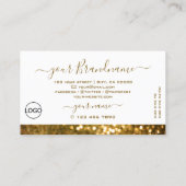 ラグジュアリーホワイト金ゴールドスパークルグリッタースタイリッシュ追加ロゴ 名刺 (裏面)