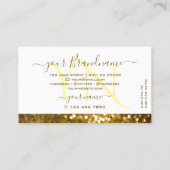 ラグジュアリーホワイト金ゴールドスパークルグリッターモノグラスタイリッシュム 名刺 (裏面)