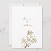 ラグジュアリーホワイト金ゴールドタイポグラフィフローラ保存日 招待状 (裏面)