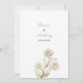 ラグジュアリーホワイト金ゴールドタイポグラフィフローラ結婚式RSVP 招待状 (裏面)