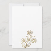 ラグジュアリーホワイト金ゴールドタイポグラフィ結婚フローラ 招待状 (裏面)