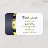 ラグジュアリーホワイト金ゴールドブルーウィズモノグラムプロフェッショナル 名刺 (裏面)