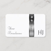 ラグジュアリーホワイト&シルバーデコールダイアモンズモノグラム 名刺 (正面)