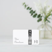 ラグジュアリーホワイト&シルバーデコールダイアモンズモノグラム 名刺 (スタンド正面)