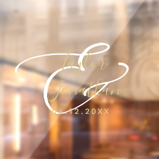 ラグジュアリーホワイト&金ゴールドミニマルクラスカスタムウェディング ウィンドウサイン