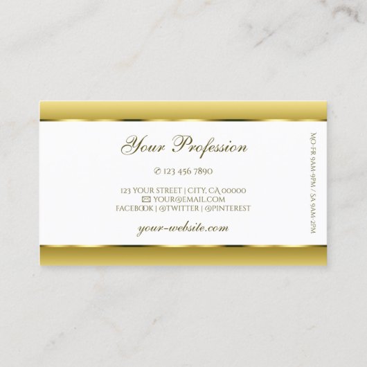 ラグジュアリーホワグラデーションイト金ゴールドゴールデンオーバルデコ縁どール 名刺 (裏面)