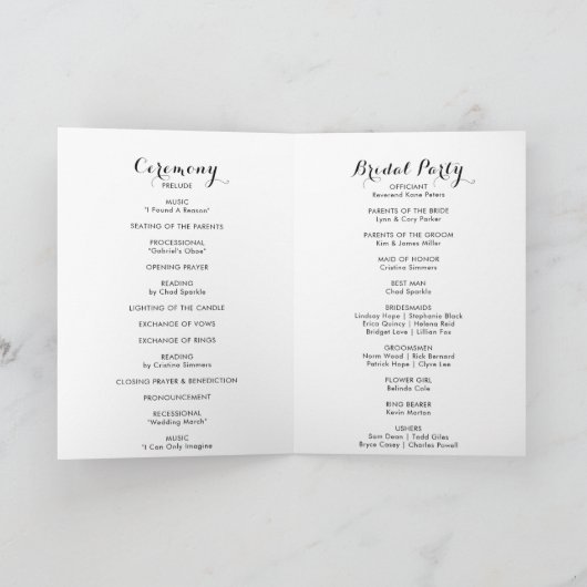 ラグジュアリーボカラフルホフローラ折り畳み結婚式 プログラム (内部)