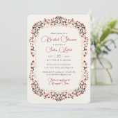 ラグジュアリーボタニカルフローラペイズリーブライダルシャワー 招待状 (スタンド正面)