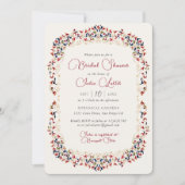 ラグジュアリーボタニカルフローラペイズリーブライダルシャワー 招待状 (正面)