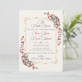 ラグジュアリーボタニカルフローラペイズリーリハーサルディナー 招待状 (スタンド正面)