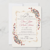 ラグジュアリーボタニカルフローラペイズリーリハーサルディナー 招待状 (正面)