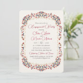 ラグジュアリーボタニカルフローラペイズリー婚約パーティ 招待状 (スタンド正面)