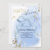 ラグジュアリーボタニカルブルーブライダルシャワーパーティー 招待状 (正面)