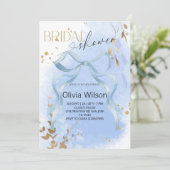 ラグジュアリーボタニカルブルーブライダルシャワーパーティー 招待状 (スタンド正面)
