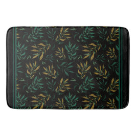 ラグジュアリーボタニパターン金ゴールドとグリーン離れ バスマット