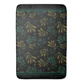 ラグジュアリーボタニパターン金ゴールドとグリーン離れ バスマット (正面縦)