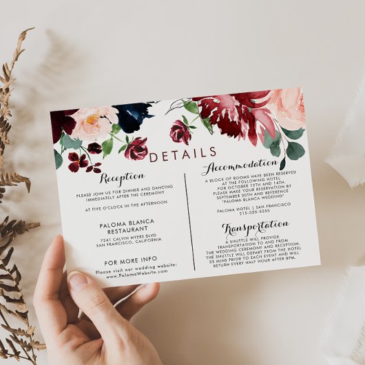 ラグジュアリーボホカラフルフローラ結婚ズ詳細 エンクロージャーカード