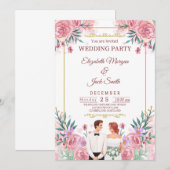 ラグジュアリーボホフローラグリーン結婚リー 招待状 (正面/裏面)