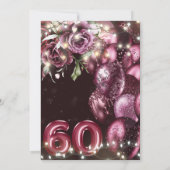 ラグジュアリーマゼンタワインアダルト60誕生日 招待状 (裏面)