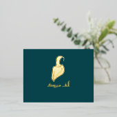 ラグジュアリーマブローク"ヒジャビグリーティング金ゴールド 箔シーズンポストカード (立ち正面)