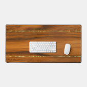 ラグジュアリーマホガニーウッドテクスチャ2金ゴールドアクセント デスクマット (キーボード&マウス)