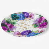 ラグジュアリーマルディグラスピーコック金ゴールド結婚ピーニーズパプ ペーパープレート (アングル)