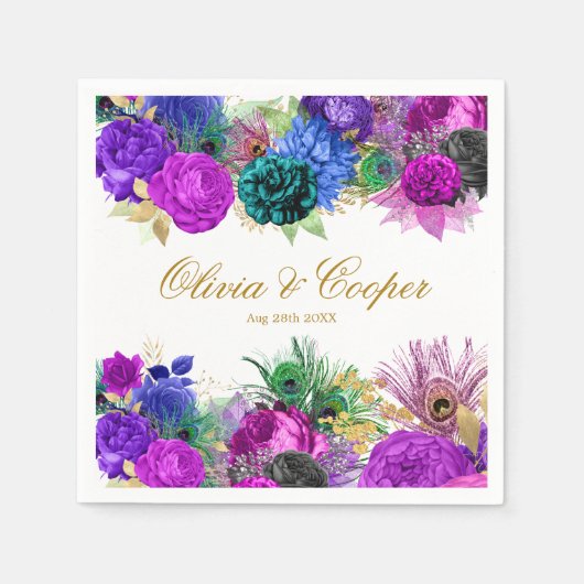 ラグジュアリーマルディグラ結婚ス金ゴールド スタンダードカクテルナプキン (正面)