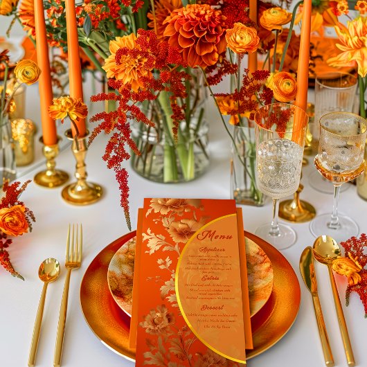 ラグジュアリーマンダリンオレンジ&金ゴールド結婚フローラ メニュー