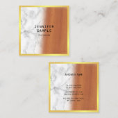 ラグジュアリーマーブルウッドブラックエレガント金ゴールドモダンクール スクエア名刺 (正面/裏面)