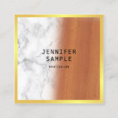 ラグジュアリーマーブルウッドブラックエレガント金ゴールドモダンクール スクエア名刺 (正面)