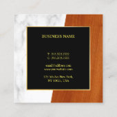 ラグジュアリーマーブルウッドブラック金ゴールドテンプレート スクエア名刺 (裏面)