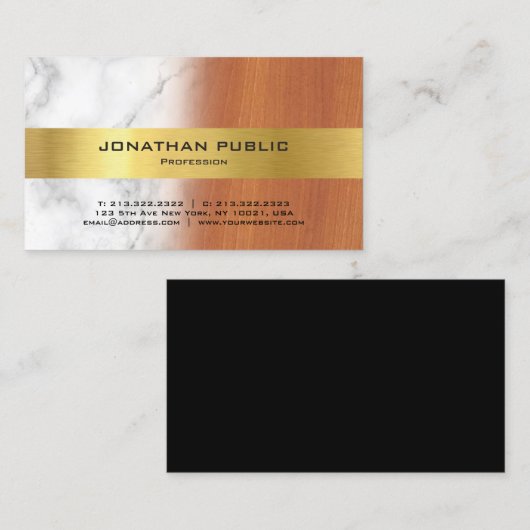 ラグジュアリーマーブルウッド金ゴールドエレガントプロフェッショナル 名刺 (正面/裏面)