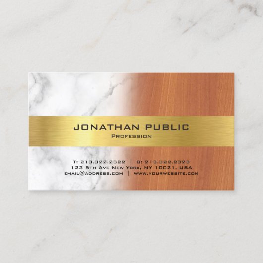 ラグジュアリーマーブルウッド金ゴールドエレガントプロフェッショナル 名刺 (正面)
