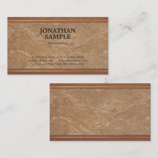 ラグジュアリーマーブルウッド金ゴールドルックエレガントデザインプレーン 名刺 (正面/裏面)